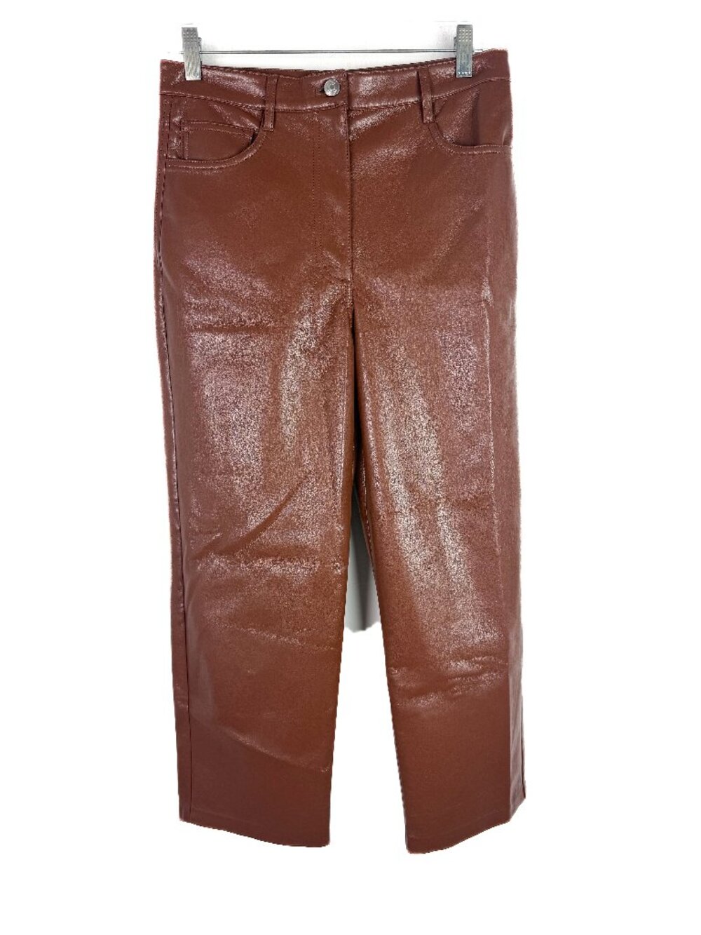 Aritzia Wilfred The Melina Cropped Pant High-Waisted Vegan Leather Cognac Size 8